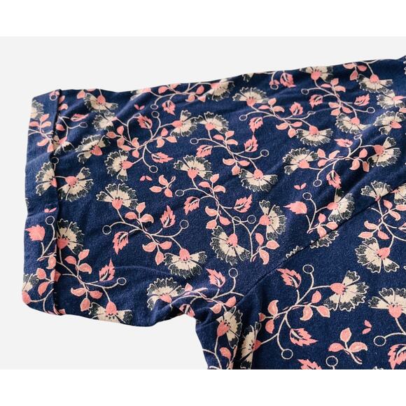 JOCKEY RELAX OR PLAY SHORT SLV T-SHIRT, WOMENS, M, NAVY BLUE-PINK GREEN FLORAL - Picture 5 of 8